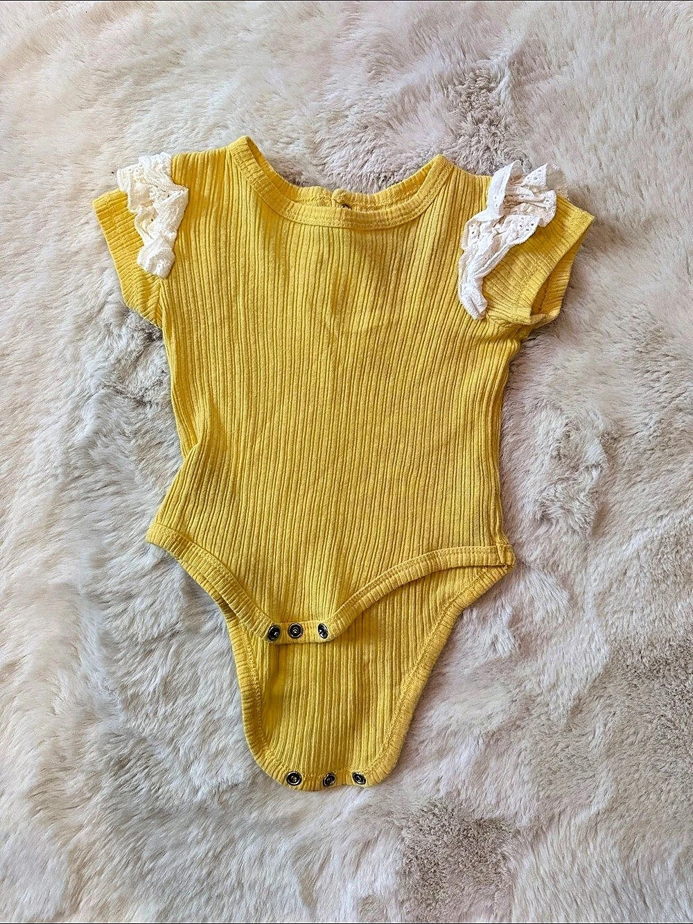 Old Navy Yellow Ribbed Flutter-Sleeve Bodysuit
